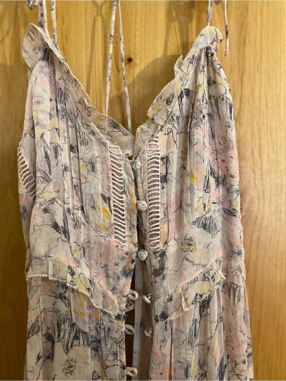 Anthropologie Floral Button-Front Slip/ - Soft Pink NWT